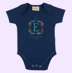 Christmas Wreath Personalised Baby Grow