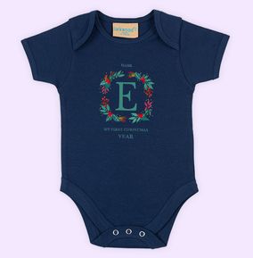 Photo of Christmas Wreath Personalised Baby Grow