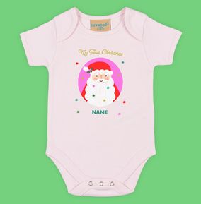 Photo of My First Christmas Pink Santa Personalised Baby Grow