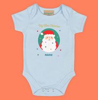 Tap to view My First Christmas Teal Santa Personalised Baby Grow