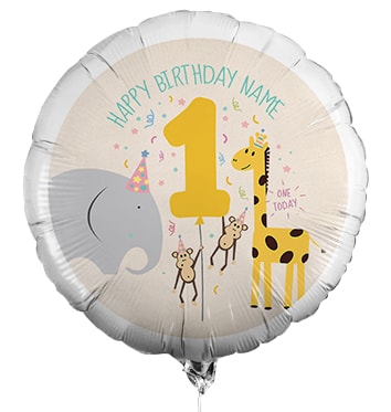 1st Birthday Personalised Animal Balloon