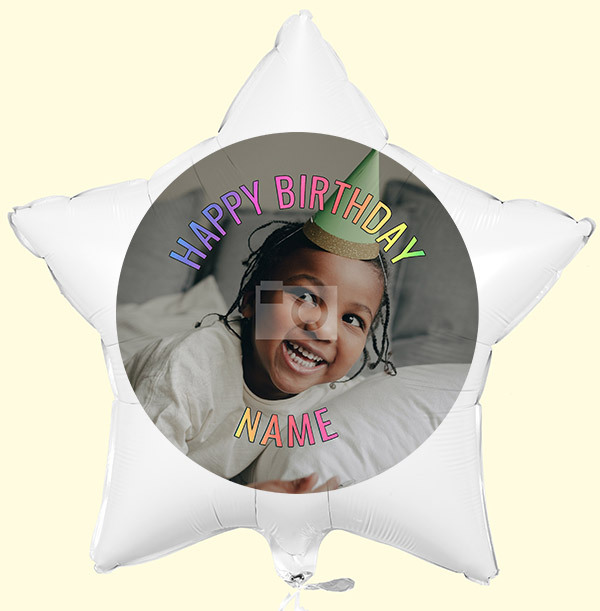 Personalised Photo Birthday Balloon - Rainbow Text