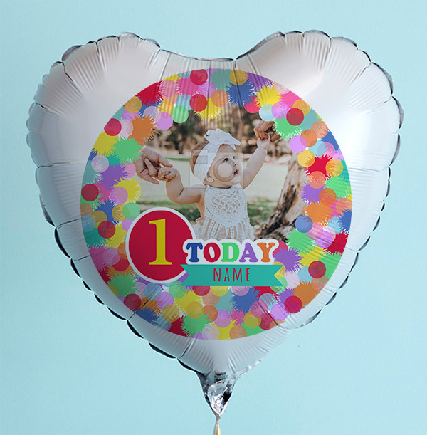1 Today! 1st Birthday Personalised Photo Balloon