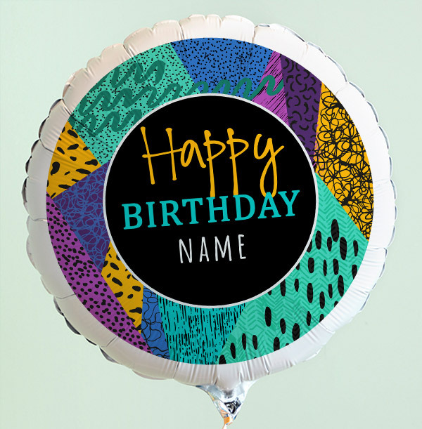 Happy Birthday Pattern Personalised Balloon