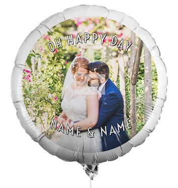 Personalised Wedding Photo Balloon - White Text