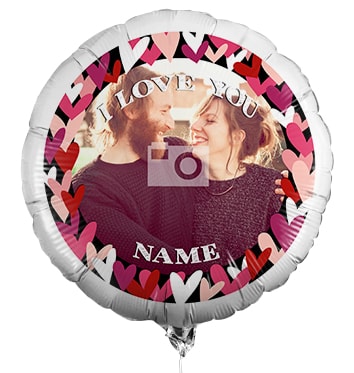 Personalised Photo Balloon - Love Hearts Border