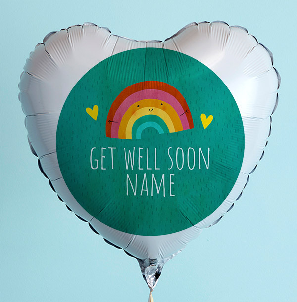 Get Well Soon Rainbow Personalised Balloon