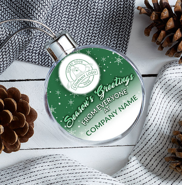 Company Christmas Logo and Text Bauble - Green