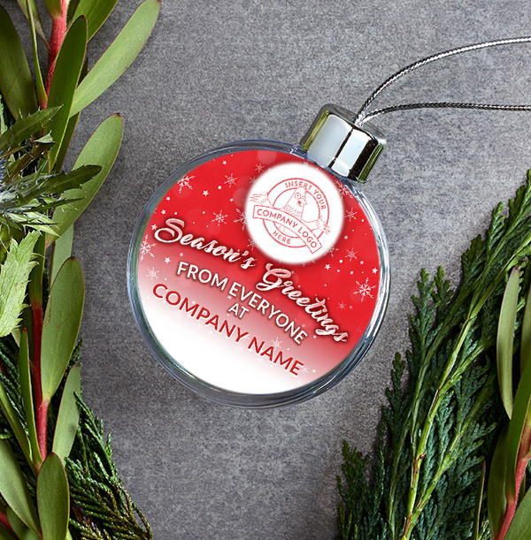 Company Christmas Logo and Text Bauble - Red