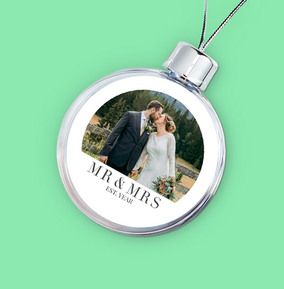 Photo of Personalised Mr & Mrs Wedding Anniversary Photo Bauble