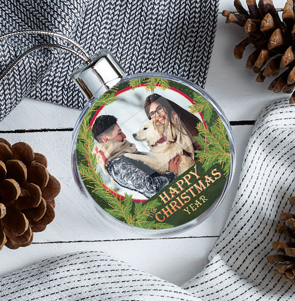 Happy Christmas Photo Bauble