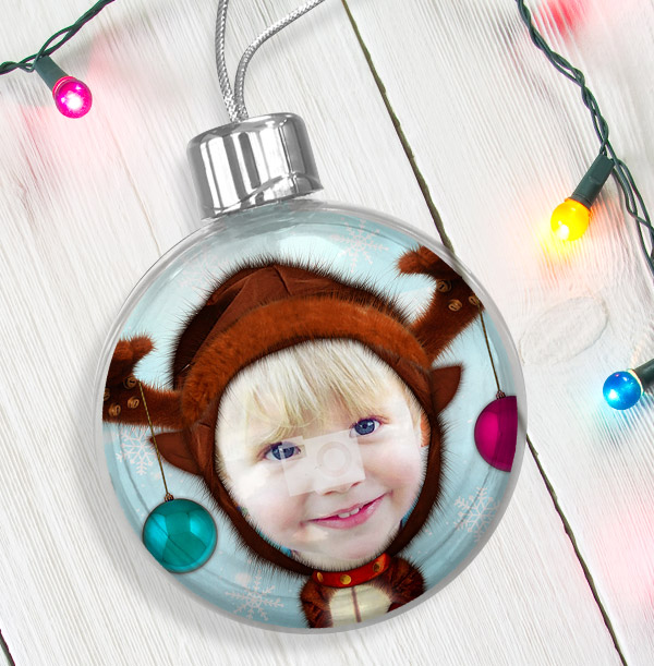 Funny Reindeer Photo Bauble