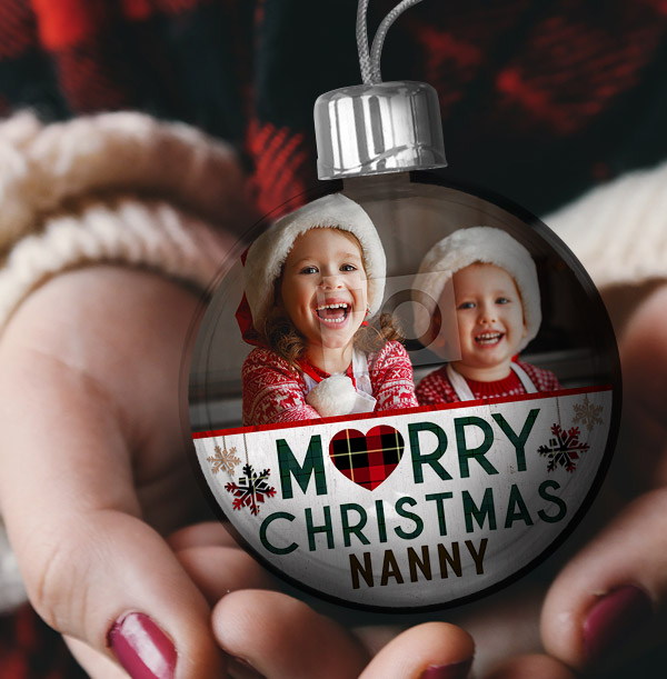 Merry Christmas Photo & Name Bauble