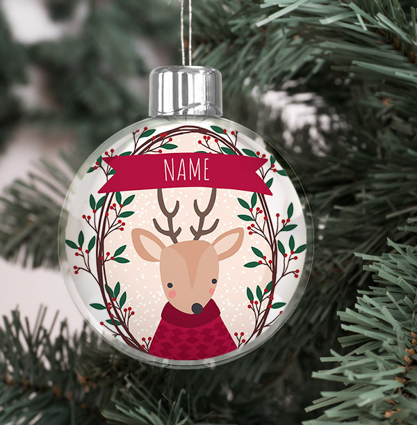 Christmas Reindeer Personalised Bauble