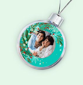 Cancer Research  Christmas Wreath Photo Upload Bauble