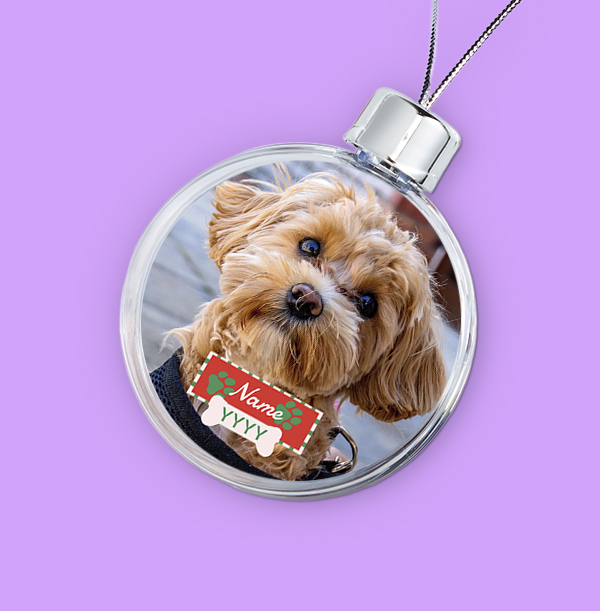 Dog Paws Photo Upload Christmas Bauble