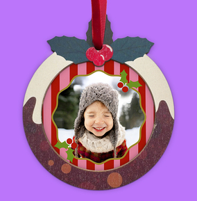 Mistletoe Stripe Christmas Photo Bauble