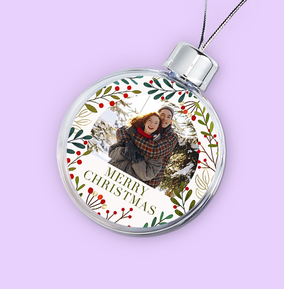 Winterberry Merry Christmas Photo Bauble