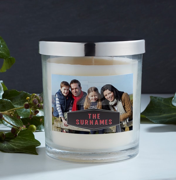Family Name Personalised Photo Candle