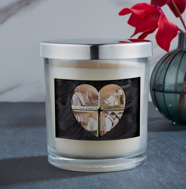 Four Photo Heart Candle