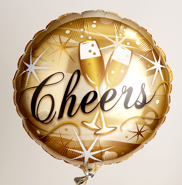 Cheers Gold Glitter Balloon