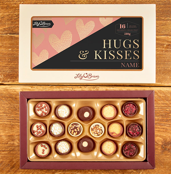 Personalised Hugs & Kisses Chocolates - Box of 16