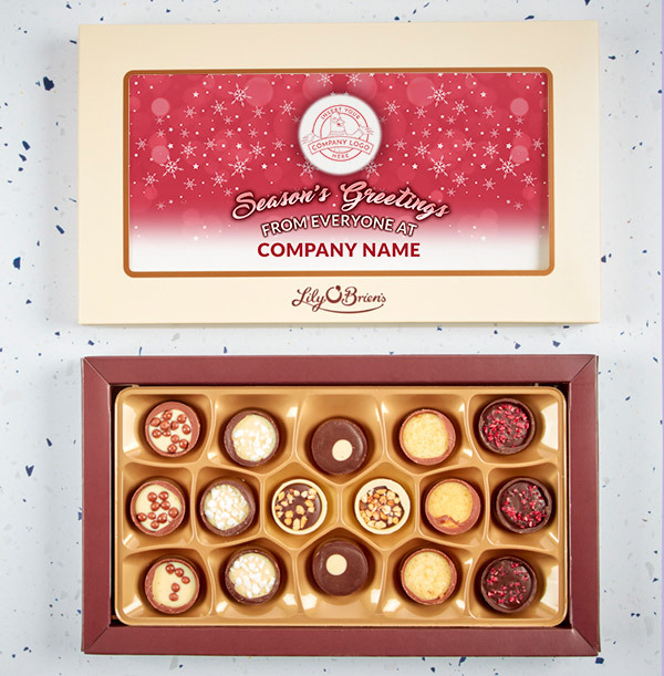 Company Christmas Logo Chocolates - Red - Box of 18