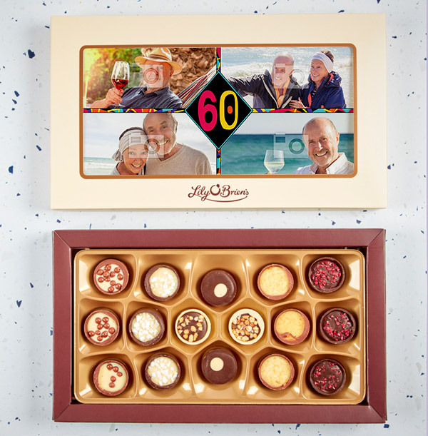 60th Birthday Photo Desserts Chocolate Box - Box of 16