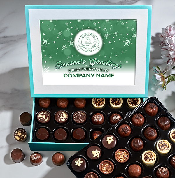 Company Christmas Logo Chocolates - Green - Box of 60