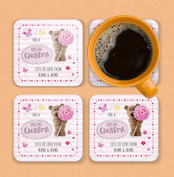 Special Grandma Barley Bear Personalised Coaster