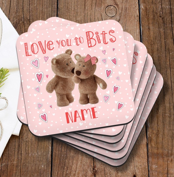 Love You Barley Bear Personalised Coaster