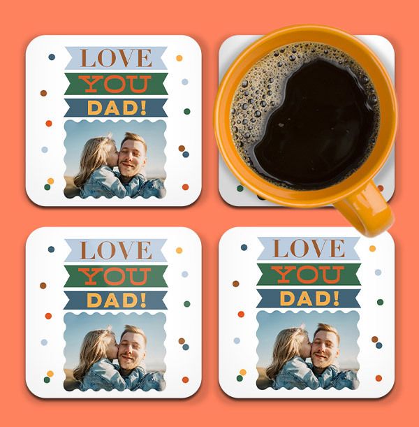 Photo of Love You Dad Personalised Photo Coaster