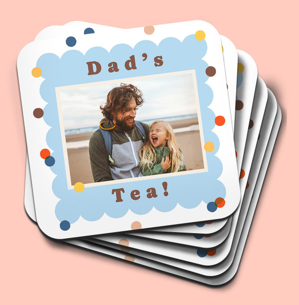 Dad's Tea Photo Personalised Coaster