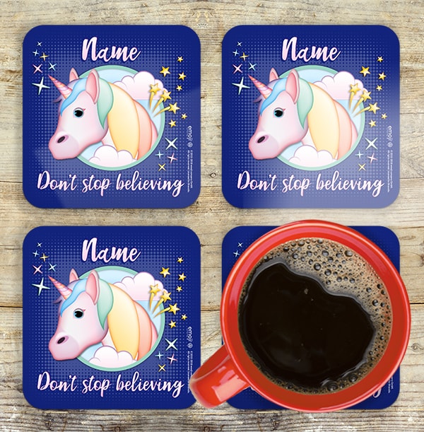 ZDISC Unicorn Emoji Personalised Coaster
