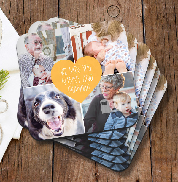 Miss You Nanny & Grandad Photo Coaster