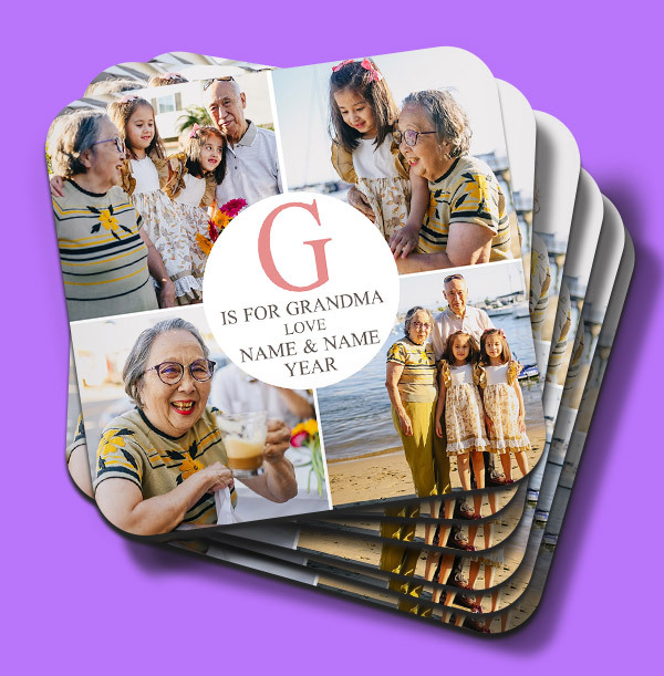 G Is For Grandma Photo Collage Coaster