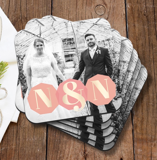 Initials & Photo Wedding Coaster