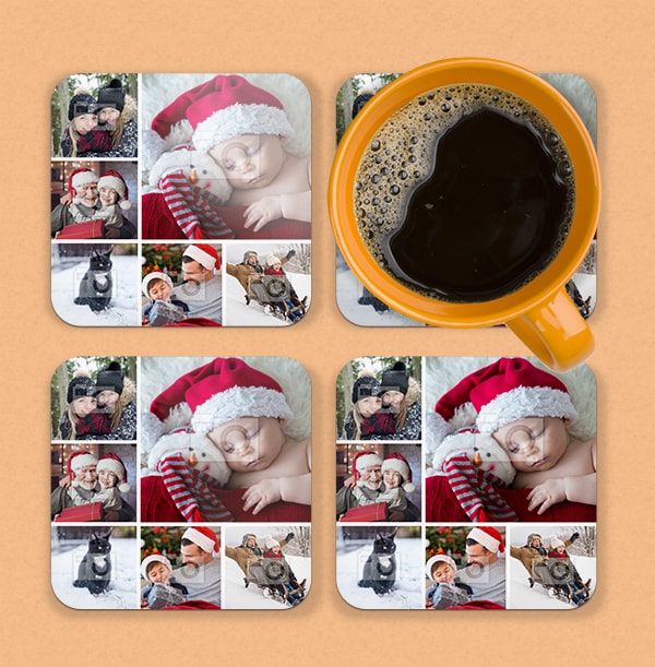 Christmas Collage Photo Coaster