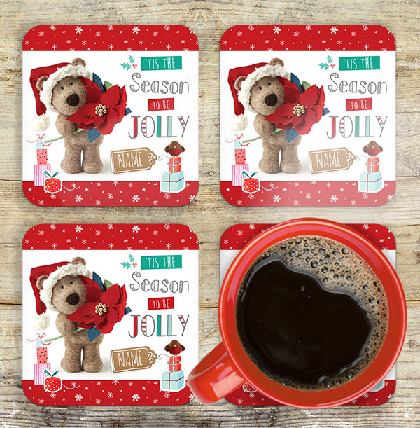 'Tis The Season Barley Bear Personalised Coaster