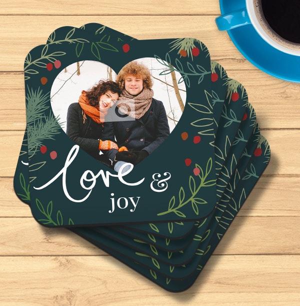 Love and Joy Photo Personalised Coaster