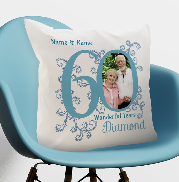 60th Diamond Wedding Anniversary Cushion