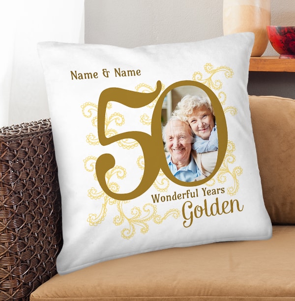 50th Gold Wedding Anniversary Cushion