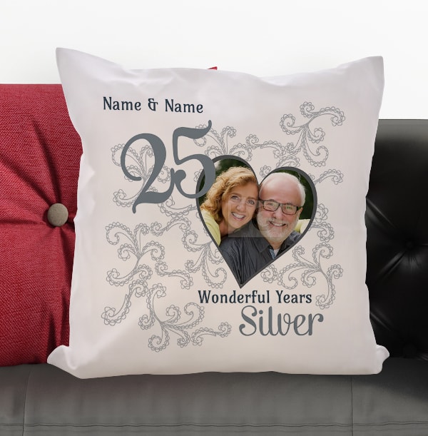 25th Silver Wedding Anniversary Cushion