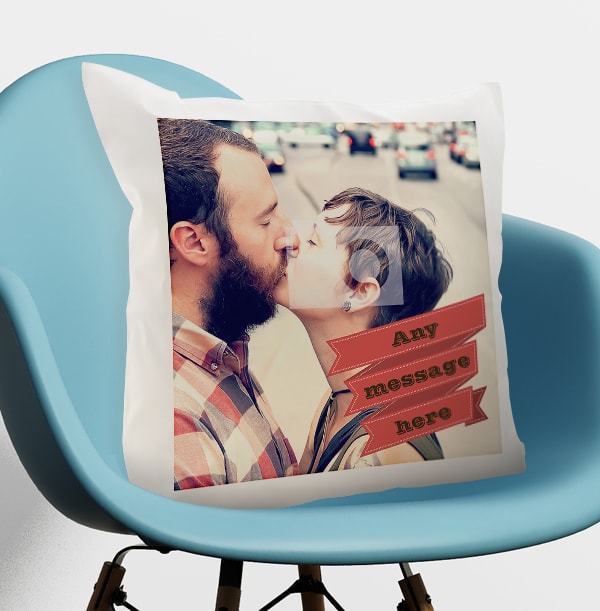 Red Banner Photo Cushion