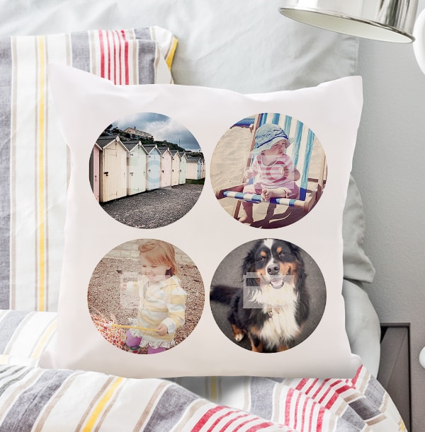 4 Photo Circle Collage Cushion