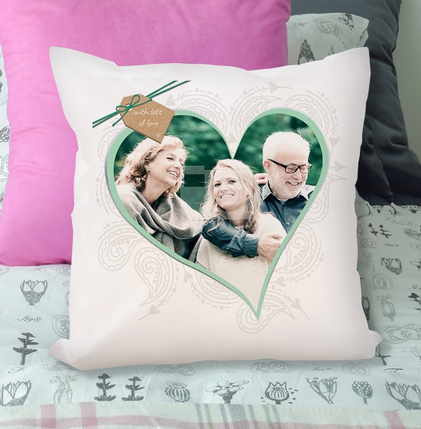 One Love Heart Photo Cushion