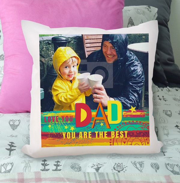 Love You Dad Rainbow Photo Cushion