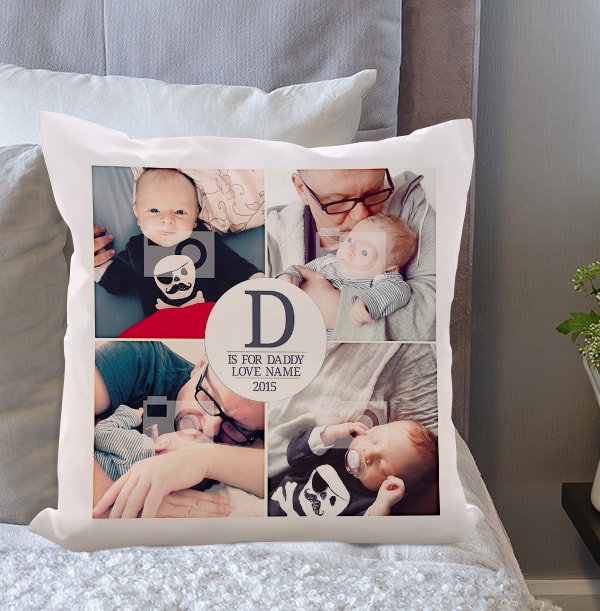 4 Photo Upload Square Daddy Cushion