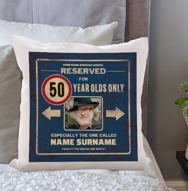 Reserved 50th Birthday Photo Cushion