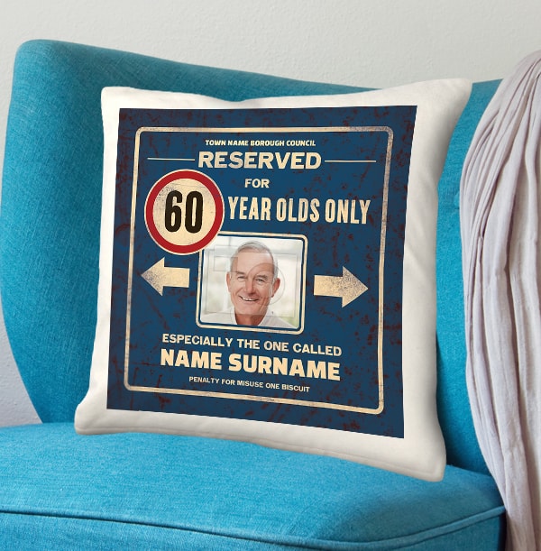 Reserved 60th Birthday Photo Cushion